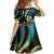 Hawaii Shaka Sign Family Matching Off Shoulder Short Dress and Hawaiian Shirt Fantastic Frangipani Chartreuse Cyan