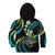 Hawaii Shaka Sign Kid Hoodie Fantastic Frangipani Chartreuse Cyan