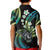 Hawaii Shaka Sign Kid Polo Shirt Fantastic Frangipani Chartreuse Cyan