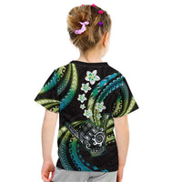 Hawaii Shaka Sign Kid T Shirt Fantastic Frangipani Chartreuse Cyan LT01 - Polynesian Pride