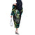 Hawaii Shaka Sign Off The Shoulder Long Sleeve Dress Fantastic Frangipani Chartreuse Cyan