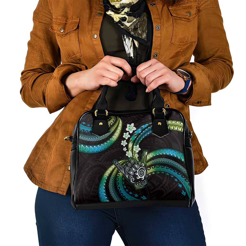 Hawaii Shaka Sign Shoulder Handbag Fantastic Frangipani Chartreuse Cyan