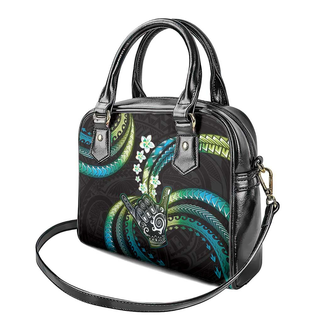 Hawaii Shaka Sign Shoulder Handbag Fantastic Frangipani Chartreuse Cyan