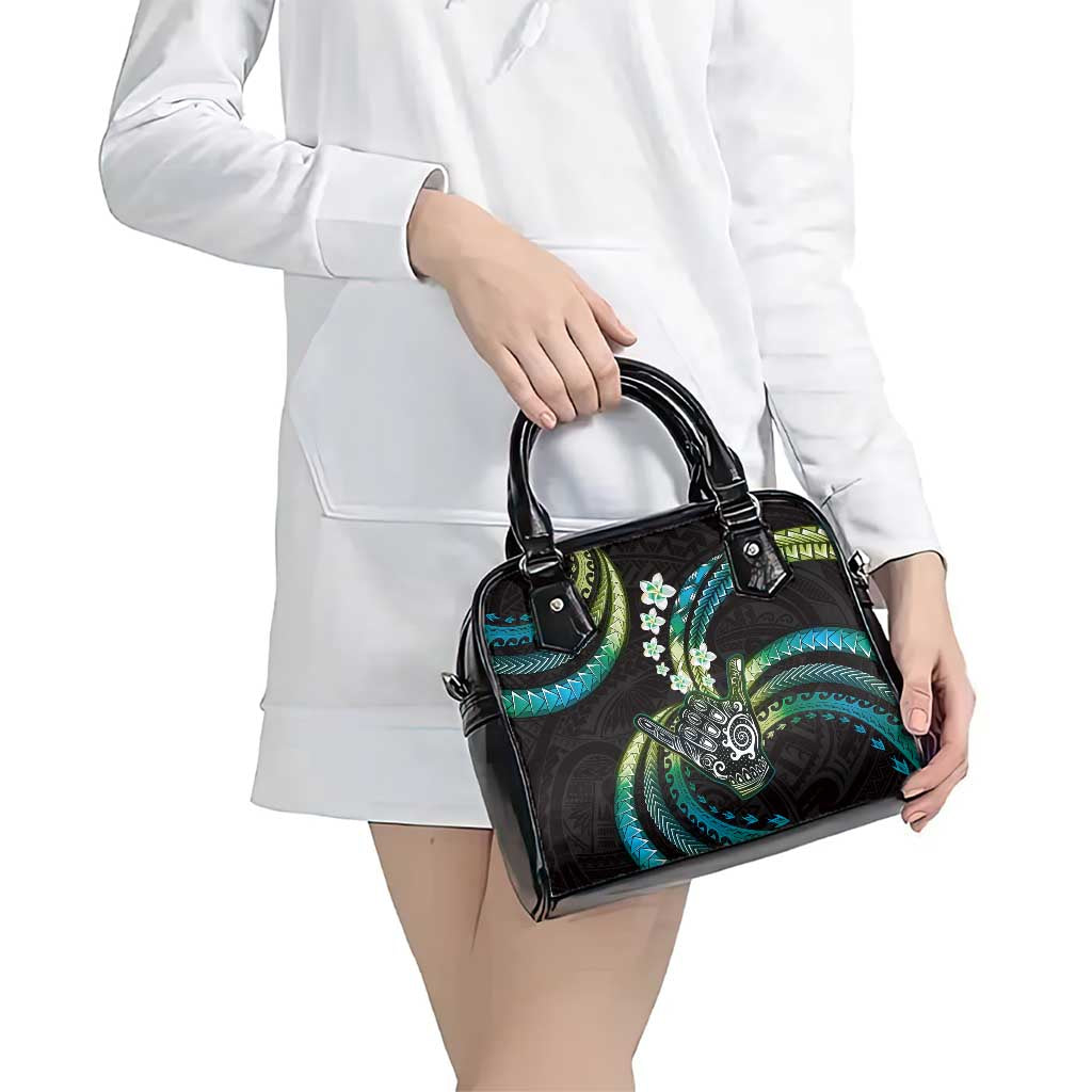 Hawaii Shaka Sign Shoulder Handbag Fantastic Frangipani Chartreuse Cyan