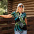 Hawaii Shaka Sign Women Polo Shirt Fantastic Frangipani Chartreuse Cyan