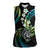 Hawaii Shaka Sign Women Sleeveless Polo Shirt Fantastic Frangipani Chartreuse Cyan