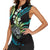 Hawaii Shaka Sign Women Sleeveless Polo Shirt Fantastic Frangipani Chartreuse Cyan