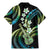 Hawaiian Ukulele Family Matching Mermaid Dress and Hawaiian Shirt Chartreuse Cyan Fantastic Plumeria