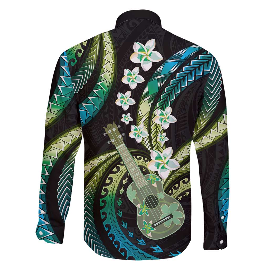 Hawaiian Ukulele Family Matching Puletasi and Hawaiian Shirt Chartreuse Cyan Fantastic Plumeria LT01 - Polynesian Pride