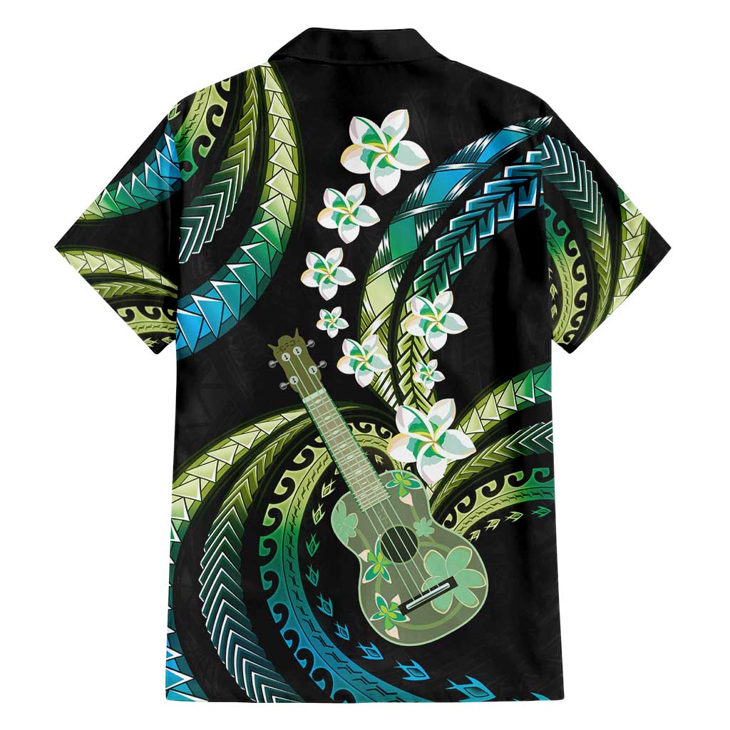 Hawaiian Ukulele Family Matching Summer Maxi Dress and Hawaiian Shirt Chartreuse Cyan Fantastic Plumeria LT01 - Polynesian Pride
