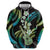 Hawaiian Ukulele Hoodie Chartreuse Cyan Fantastic Plumeria