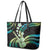 Hawaiian Ukulele Leather Tote Bag Chartreuse Cyan Fantastic Plumeria