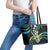 Hawaiian Ukulele Leather Tote Bag Chartreuse Cyan Fantastic Plumeria