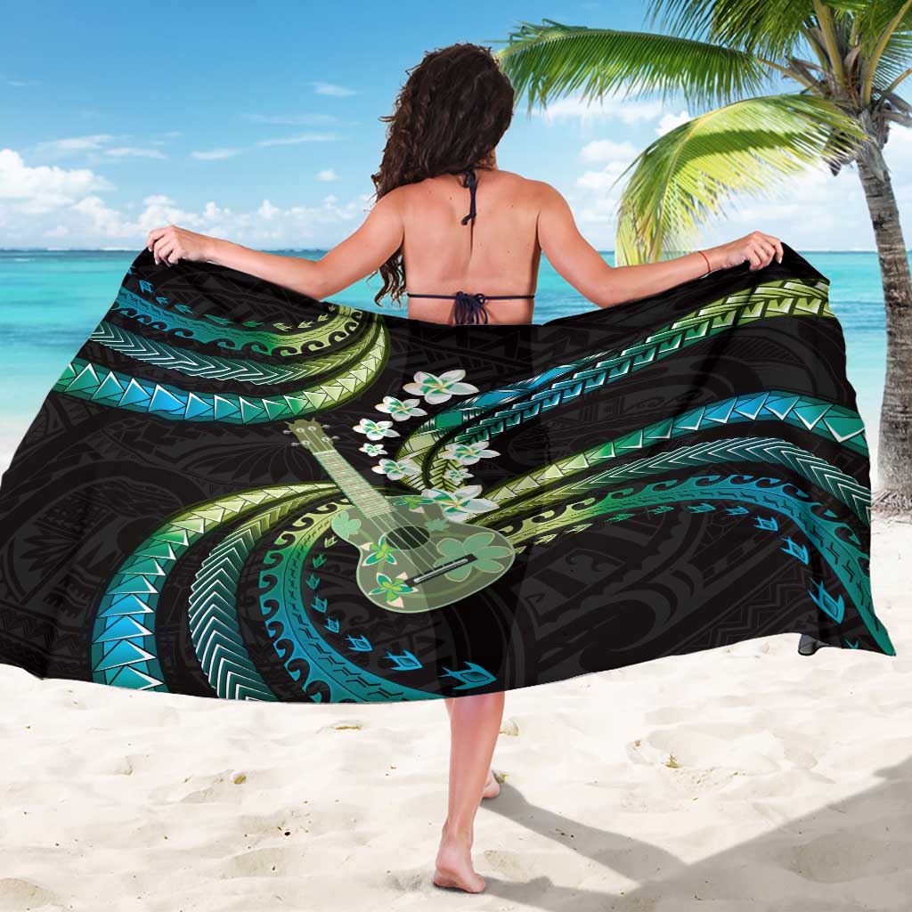 Hawaiian Ukulele Sarong Chartreuse Cyan Fantastic Plumeria