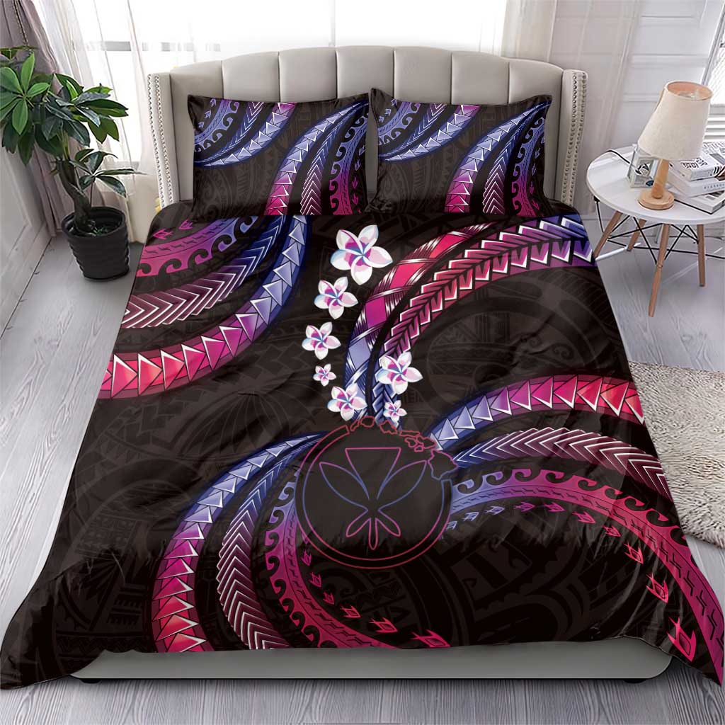 Hawaii Map Kanaka Maoli Bedding Set Fantastic Frangipani Sweet Dream