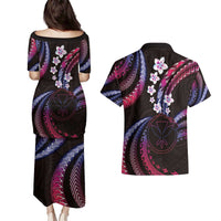 Hawaii Map Kanaka Maoli Couples Matching Puletasi and Hawaiian Shirt Fantastic Frangipani Sweet Dream