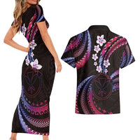 Hawaii Map Kanaka Maoli Couples Matching Short Sleeve Bodycon Dress and Hawaiian Shirt Fantastic Frangipani Sweet Dream LT01 - Polynesian Pride