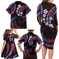 Hawaii Map Kanaka Maoli Family Matching Long Sleeve Bodycon Dress and Hawaiian Shirt Fantastic Frangipani Sweet Dream LT01 - Polynesian Pride