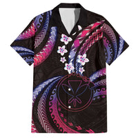 Hawaii Map Kanaka Maoli Family Matching Long Sleeve Bodycon Dress and Hawaiian Shirt Fantastic Frangipani Sweet Dream LT01 Dad's Shirt - Short Sleeve Pink - Polynesian Pride