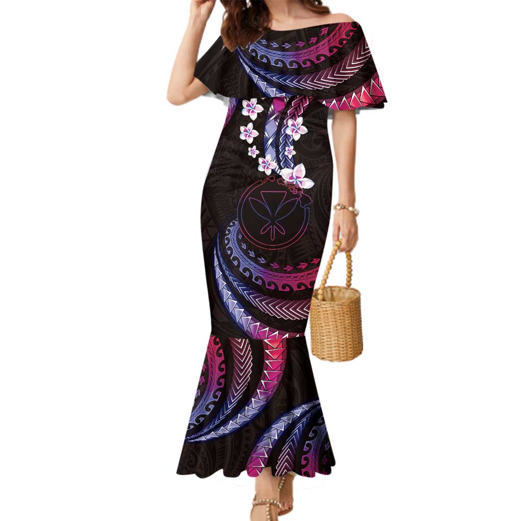 Hawaii Map Kanaka Maoli Family Matching Mermaid Dress and Hawaiian Shirt Fantastic Frangipani Sweet Dream LT01 Mom's Dress Pink - Polynesian Pride