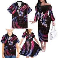 Hawaii Map Kanaka Maoli Family Matching Off The Shoulder Long Sleeve Dress and Hawaiian Shirt Fantastic Frangipani Sweet Dream LT01 - Polynesian Pride