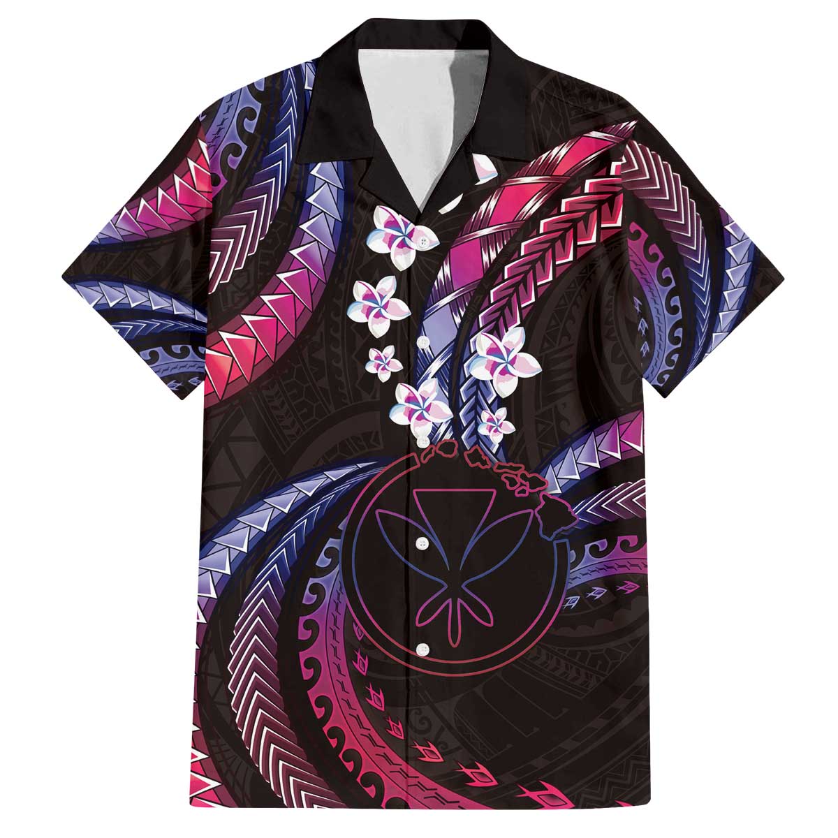Hawaii Map Kanaka Maoli Family Matching Off The Shoulder Long Sleeve Dress and Hawaiian Shirt Fantastic Frangipani Sweet Dream LT01 Dad's Shirt - Short Sleeve Pink - Polynesian Pride
