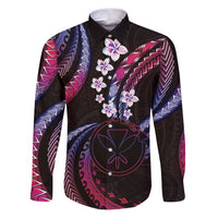 Hawaii Map Kanaka Maoli Family Matching Puletasi and Hawaiian Shirt Fantastic Frangipani Sweet Dream LT01 Dad's Shirt - Long Sleeve Pink - Polynesian Pride