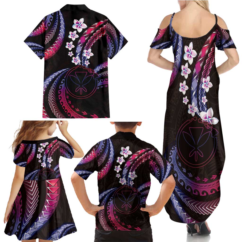Hawaii Map Kanaka Maoli Family Matching Summer Maxi Dress and Hawaiian Shirt Fantastic Frangipani Sweet Dream LT01 - Polynesian Pride