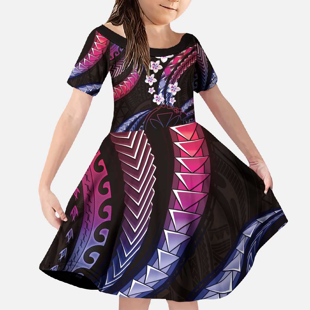 Hawaii Map Kanaka Maoli Family Matching Tank Maxi Dress and Hawaiian Shirt Fantastic Frangipani Sweet Dream LT01 Daughter's Dress Pink - Polynesian Pride