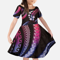 Hawaii Map Kanaka Maoli Family Matching Tank Maxi Dress and Hawaiian Shirt Fantastic Frangipani Sweet Dream LT01 Daughter's Dress Pink - Polynesian Pride