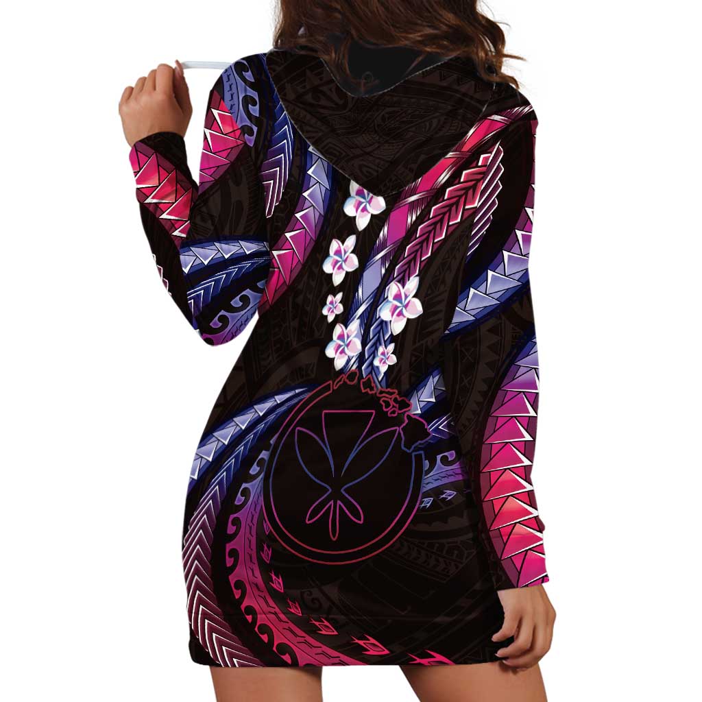 Hawaii Map Kanaka Maoli Hoodie Dress Fantastic Frangipani Sweet Dream