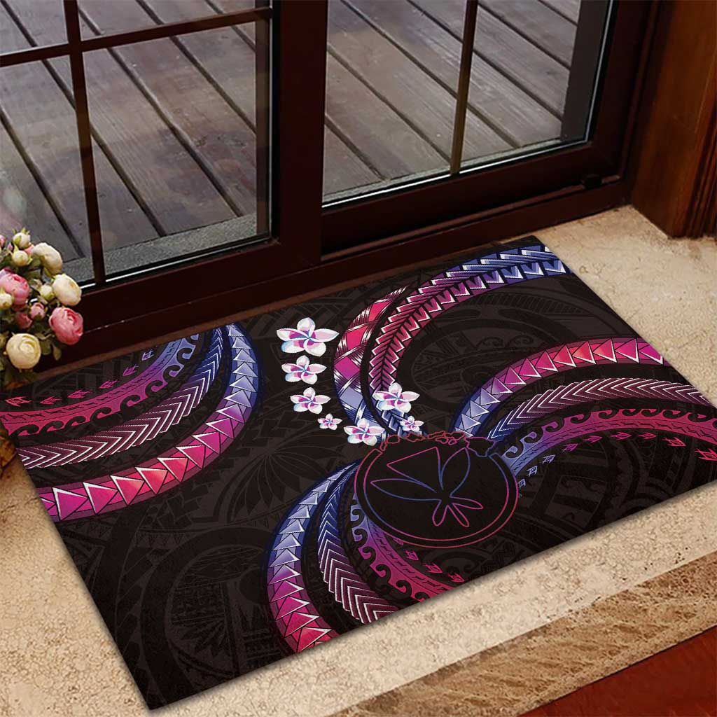 Hawaii Map Kanaka Maoli Rubber Doormat Fantastic Frangipani Sweet Dream