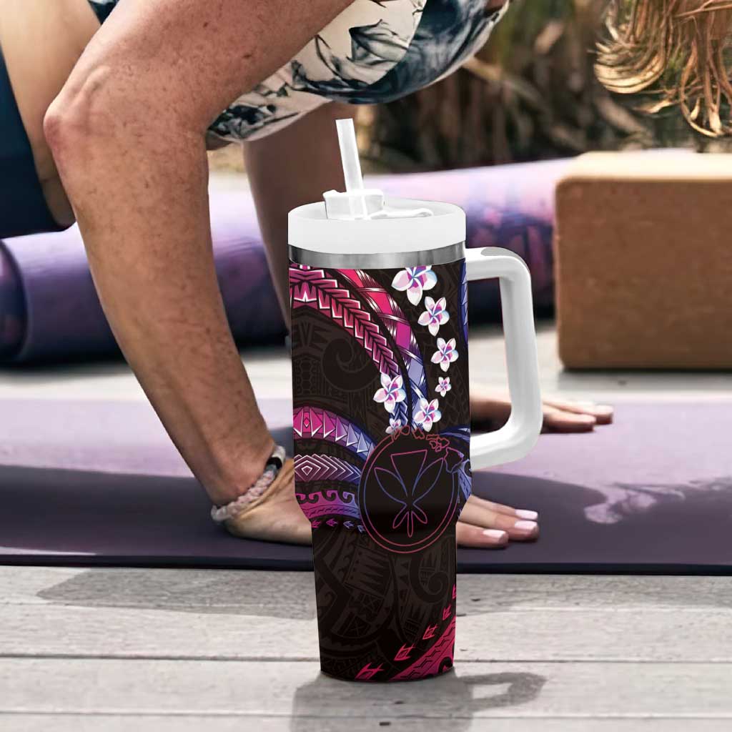 Hawaii Map Kanaka Maoli Tumbler With Handle Fantastic Frangipani Sweet Dream