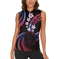 Hawaii Map Kanaka Maoli Women Sleeveless Polo Shirt Fantastic Frangipani Sweet Dream LT01 - Polynesian Pride