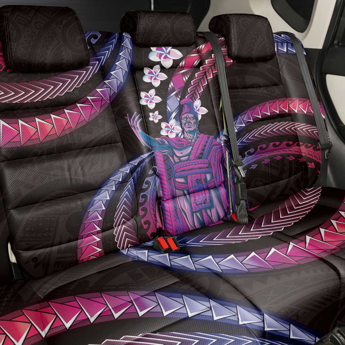Hawaii King Kamehameha Back Car Seat Cover Fantastic Plumeria Sweet Vibes