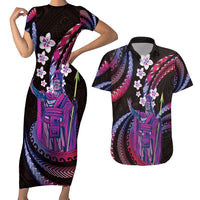 Hawaii King Kamehameha Couples Matching Short Sleeve Bodycon Dress and Hawaiian Shirt Fantastic Plumeria Sweet Vibes LT01 Pink - Polynesian Pride