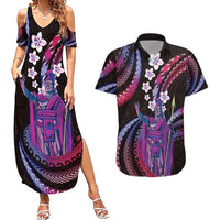 Hawaii King Kamehameha Couples Matching Summer Maxi Dress and Hawaiian Shirt Fantastic Plumeria Sweet Vibes LT01 Pink - Polynesian Pride