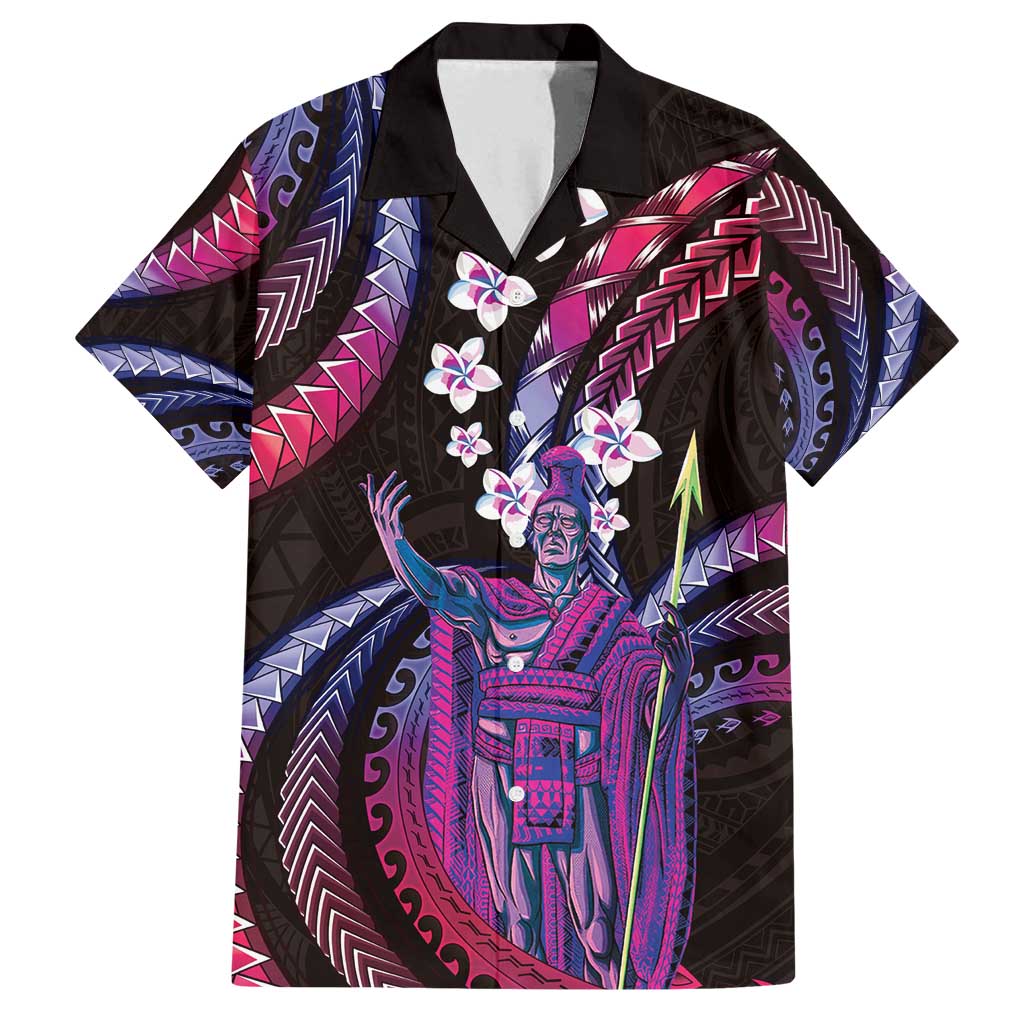 Hawaii King Kamehameha Family Matching Long Sleeve Bodycon Dress and Hawaiian Shirt Fantastic Plumeria Sweet Vibes LT01 Dad's Shirt - Short Sleeve Pink - Polynesian Pride