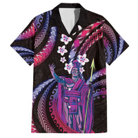 Hawaii King Kamehameha Family Matching Long Sleeve Bodycon Dress and Hawaiian Shirt Fantastic Plumeria Sweet Vibes LT01 Dad's Shirt - Short Sleeve Pink - Polynesian Pride