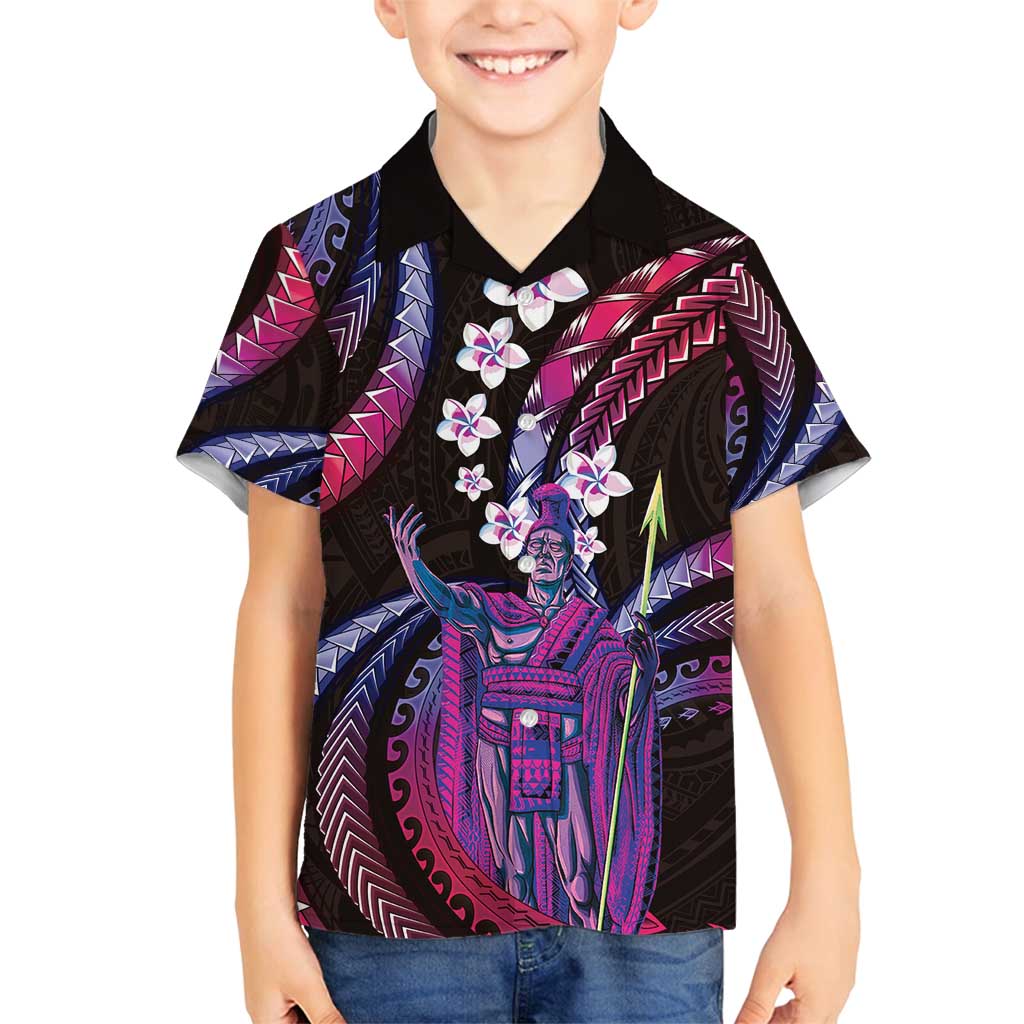 Hawaii King Kamehameha Family Matching Long Sleeve Bodycon Dress and Hawaiian Shirt Fantastic Plumeria Sweet Vibes LT01 Son's Shirt Pink - Polynesian Pride