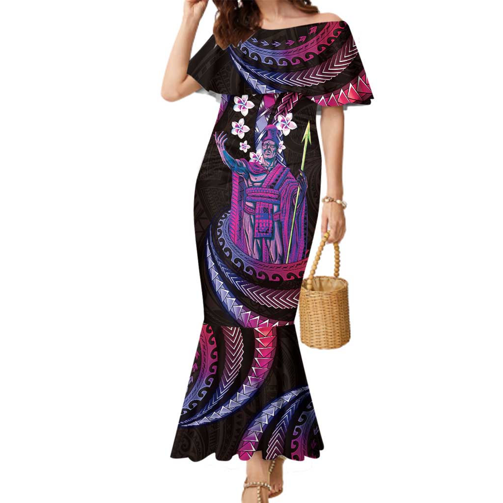 Hawaii King Kamehameha Family Matching Mermaid Dress and Hawaiian Shirt Fantastic Plumeria Sweet Vibes LT01 Mom's Dress Pink - Polynesian Pride