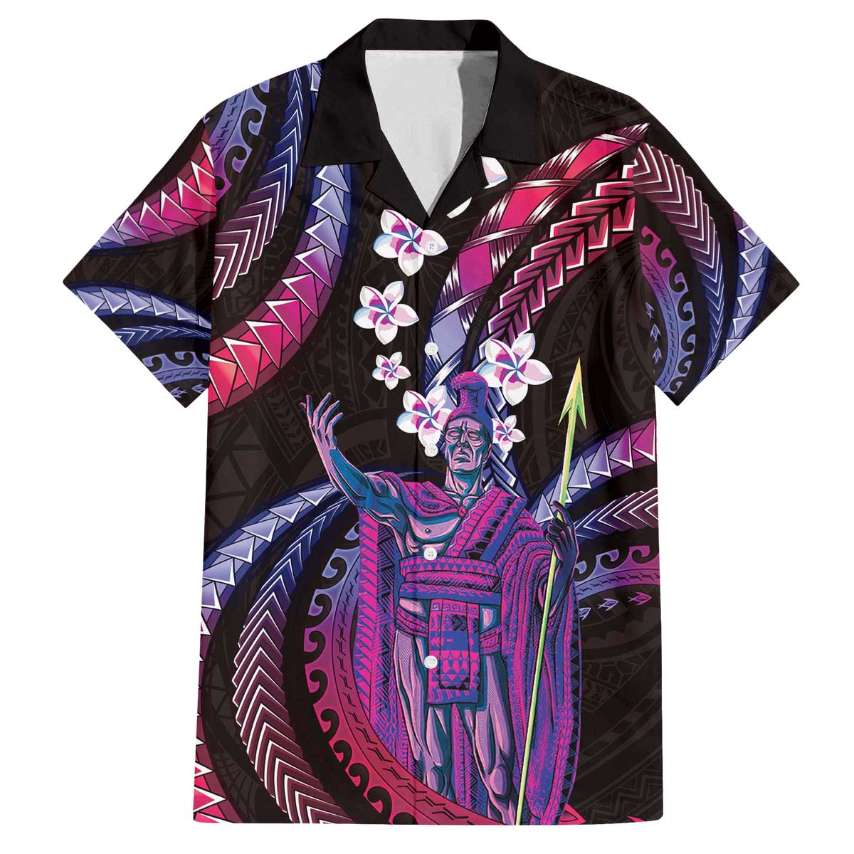 Hawaii King Kamehameha Family Matching Off The Shoulder Long Sleeve Dress and Hawaiian Shirt Fantastic Plumeria Sweet Vibes LT01 Dad's Shirt - Short Sleeve Pink - Polynesian Pride