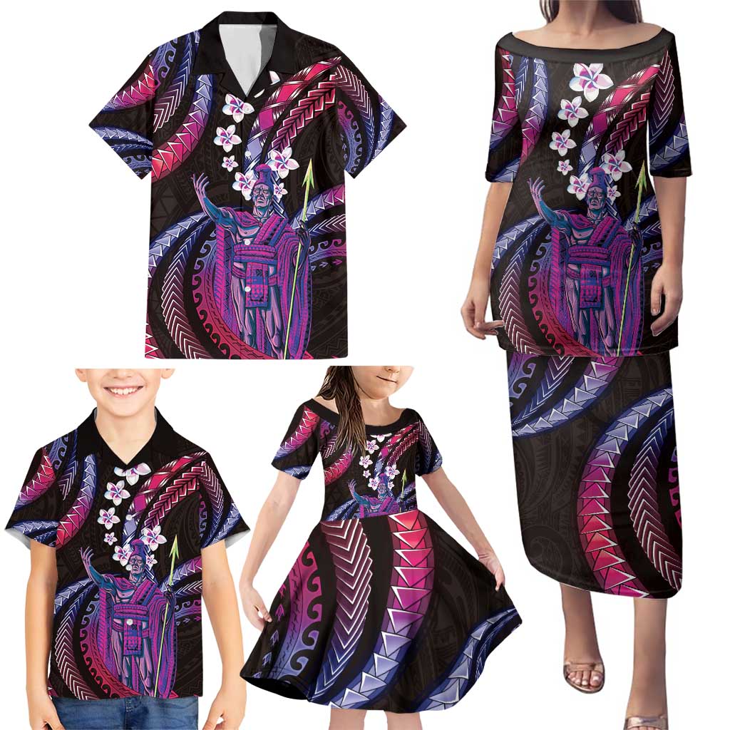 Hawaii King Kamehameha Family Matching Puletasi and Hawaiian Shirt Fantastic Plumeria Sweet Vibes LT01 - Polynesian Pride