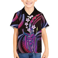 Hawaii King Kamehameha Family Matching Puletasi and Hawaiian Shirt Fantastic Plumeria Sweet Vibes LT01 Son's Shirt Pink - Polynesian Pride