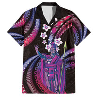 Hawaii King Kamehameha Family Matching Short Sleeve Bodycon Dress and Hawaiian Shirt Fantastic Plumeria Sweet Vibes LT01 Dad's Shirt - Short Sleeve Pink - Polynesian Pride