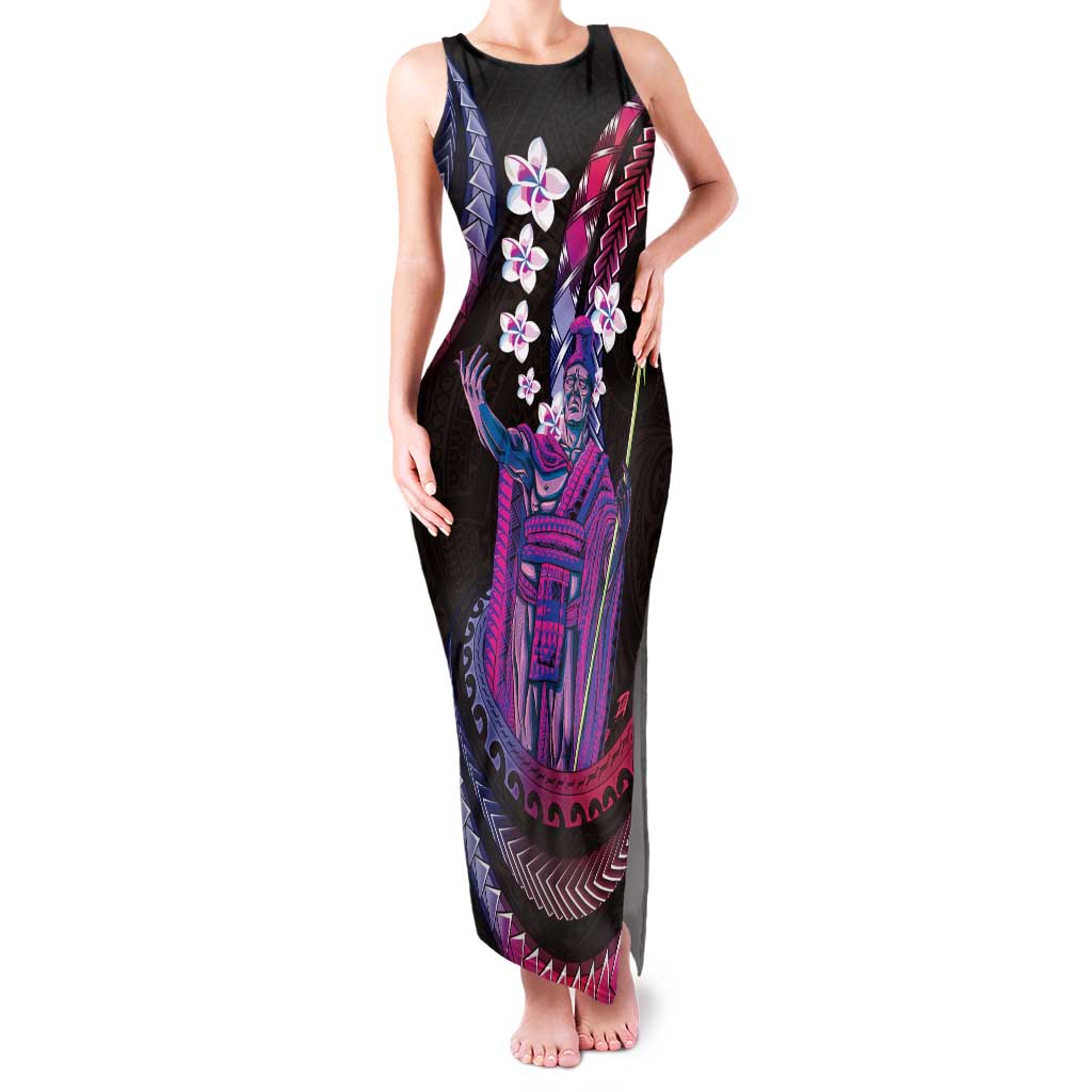 Hawaii King Kamehameha Family Matching Tank Maxi Dress and Hawaiian Shirt Fantastic Plumeria Sweet Vibes LT01 Mom's Dress Pink - Polynesian Pride