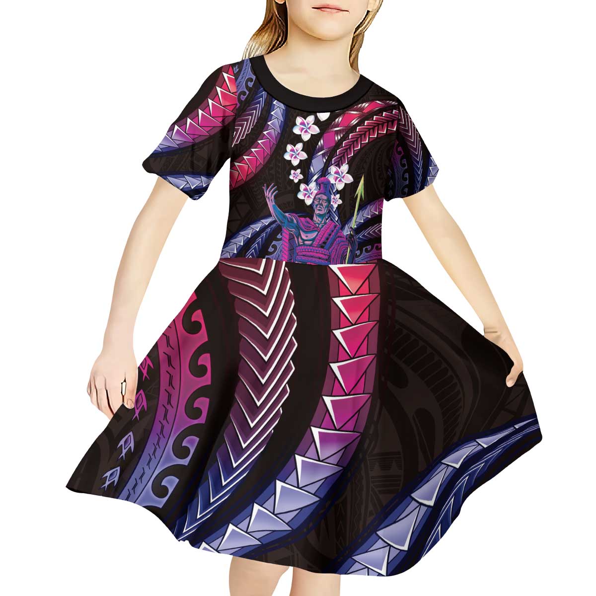 Hawaii King Kamehameha Kid Short Sleeve Dress Fantastic Plumeria Sweet Vibes