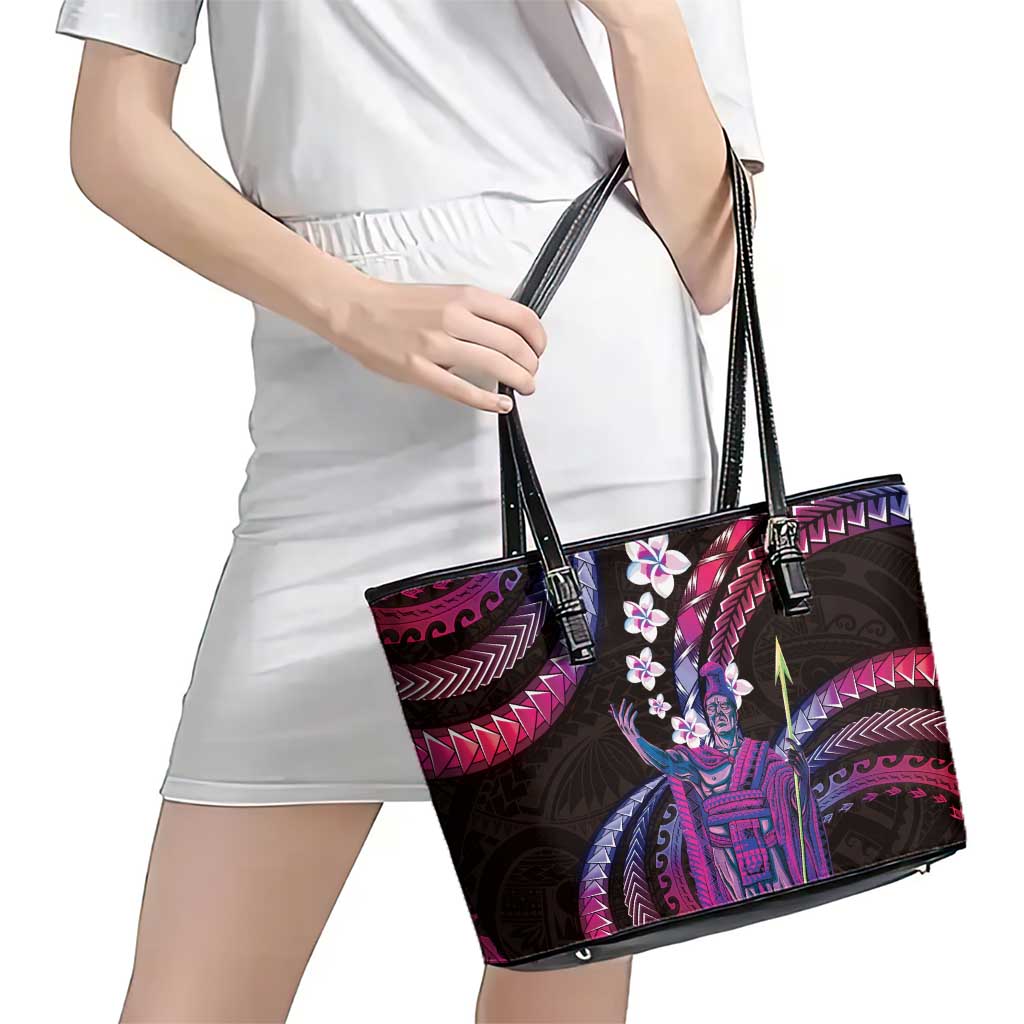 Hawaii King Kamehameha Leather Tote Bag Fantastic Plumeria Sweet Vibes