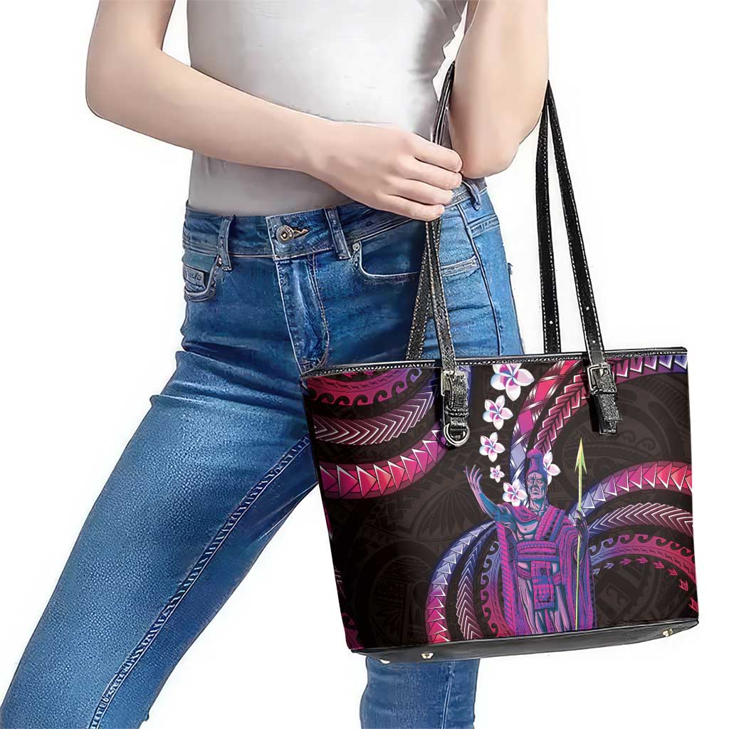 Hawaii King Kamehameha Leather Tote Bag Fantastic Plumeria Sweet Vibes