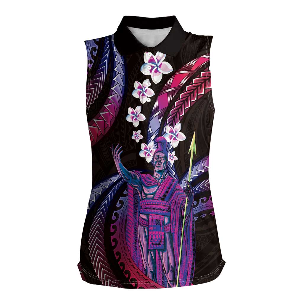 Hawaii King Kamehameha Women Sleeveless Polo Shirt Fantastic Plumeria Sweet Vibes LT01 Female Pink - Polynesian Pride